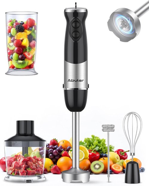 Immersion Blender 1000W - 5-in-1 Handheld Kitchen Mixer with 12 Speeds & BPA-Free Accessories