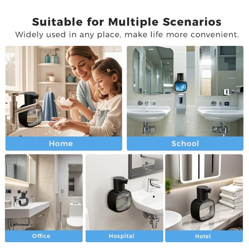 DODO MEKIA Automatic Liquid Soap Dispenser, 17oz/500ml Touchless Rechargeable with 4-Level Adjustable & IPX5 Waterproof - Level Display for Wall/Tabletop Use in Bathroom, Kitchen, Black