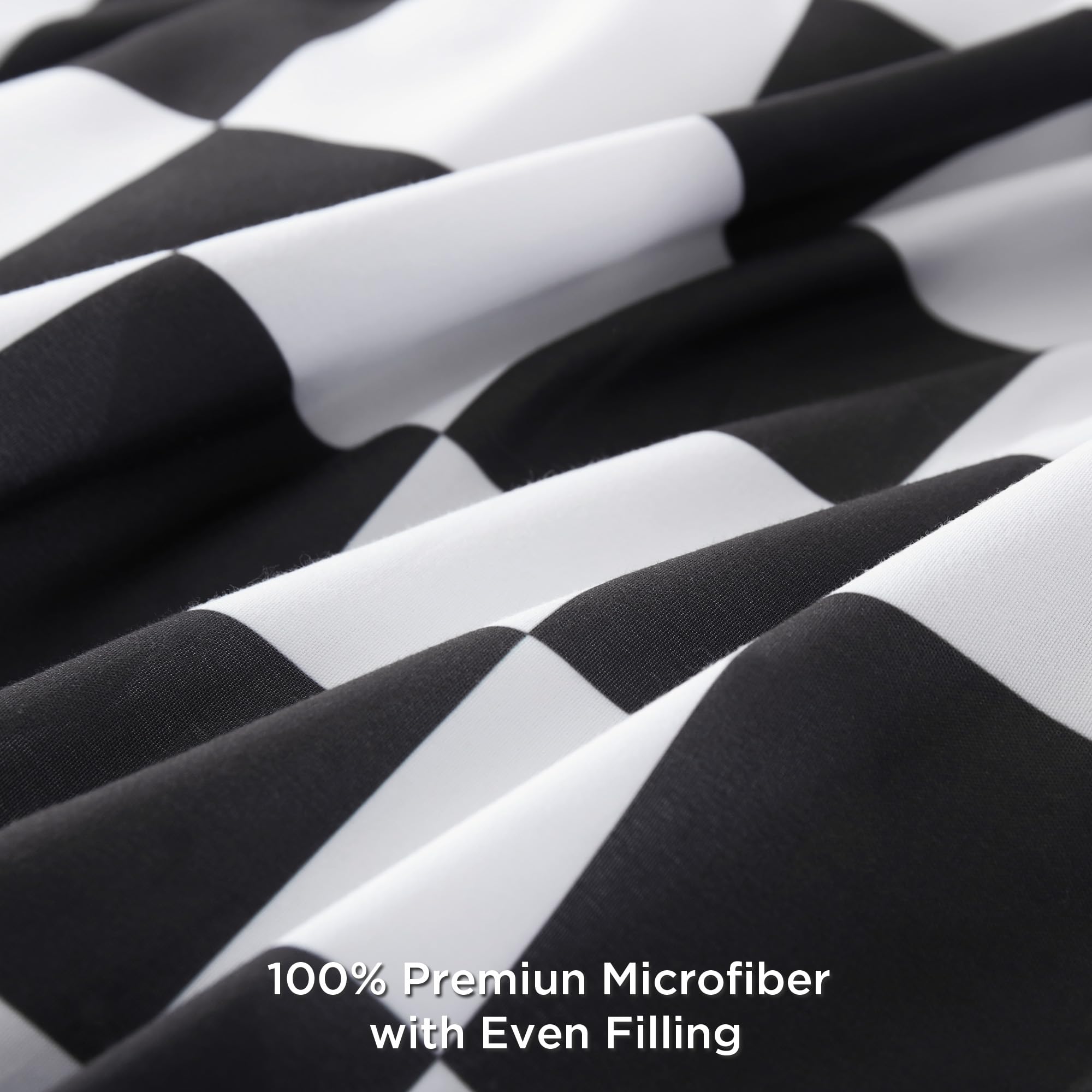 Andency Checkered Comforter Twin(66x90Inch), Black White Plaid Gingham Bed Set for Teen Boys Kids, Lightweight Polyester Geometric Preppy Bedding, 2 Pieces