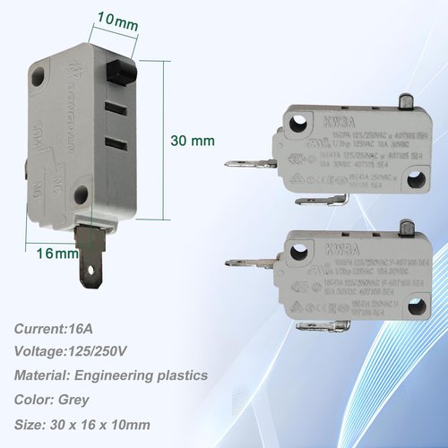KW3A Microwave Oven Door Switch 16A 125/250V Door Interloc (2 Pack Normally Open & 1 Normally Close）Microwave Oven Door Switch Replacement Part