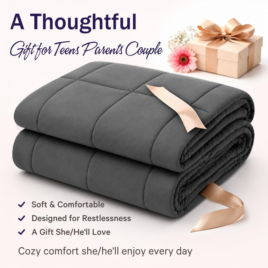 Weighted Blanket for Adults 20lbs, 48"x72", Twin Full Size Cooling Heavy Throw Blanket for 180-220lbs, Microfiber Soft Thick Big Blankets Weighted Comforter Breathable Gift for Sleeping, Grey