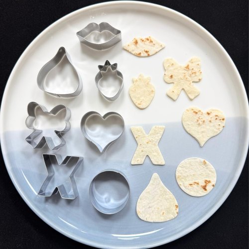 7-Piece Mini Valentines Cookie Cutter Set - 2.0 Inch - Heart, Lips, X & O, Strawberry, Coquette Bow Shapes - Dishwasher Safe Stainless Steel Molds for Wedding, Galentine's, Bridal Shower & Baking