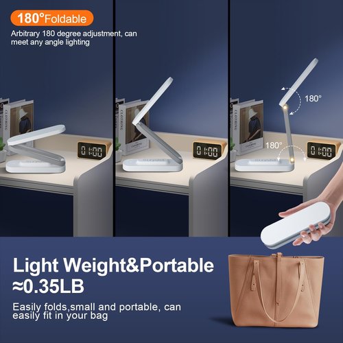 Giryuhd LED Desk Lamp - Rechargeable & Portable Light with 3 Brightness Levels | Ideal for Home & Office (White)