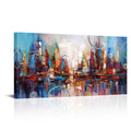 Artsbay Cityscape Abstract Canvas Wall Art City Skyline on Canvas Reflection Abstract Wall Art Decor for Bedroom Home Office Living Room Wall Decor