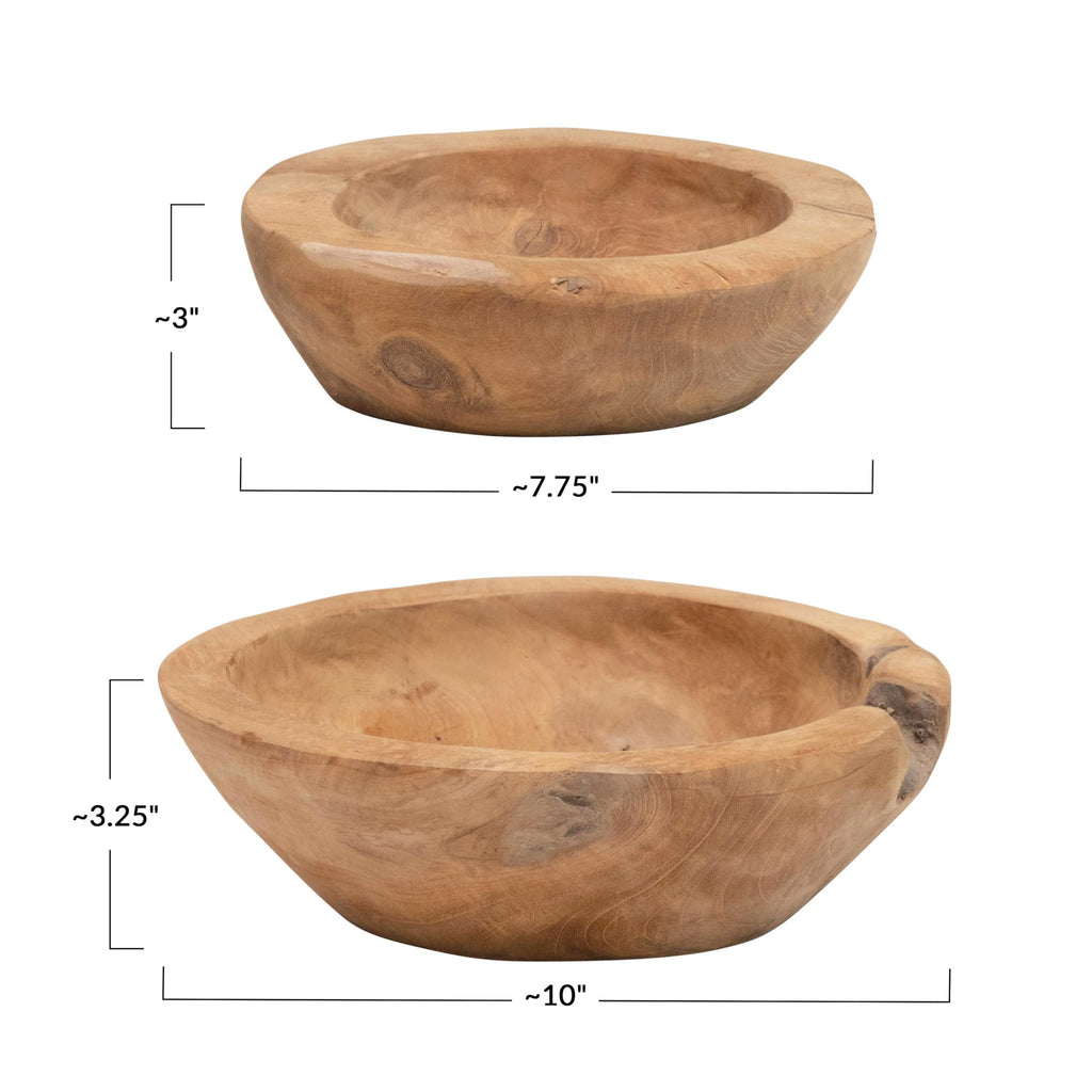 Teakwood Bowls, Set of 2 (Each One Will Vary)