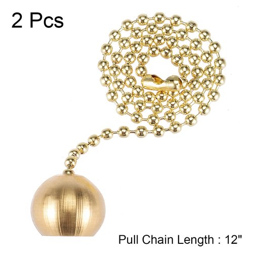 uxcell 12 inch Brass Pull Chain Extension Ornaments Decorative Ball Pendant for Ceiling Fan Light Pack of 2