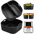 Air Fryer Silicone Liners Square for Chefman 8QT Air Fryer, 3 Pack Reusable Silicone Pot Baking Accessories for Instant, Nuwave, Gourmia and other 8QT to 10QT Large AirFryer, 2 In 1 Liners