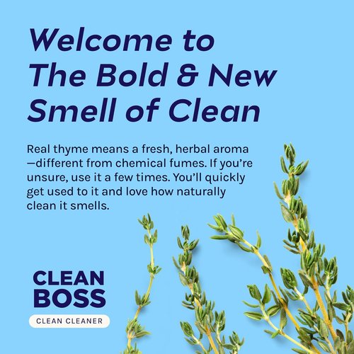 CleanBoss Botanical Disinfectant - Multi-Surface Cleaner - 128 oz | Kills 99.9% of Germs & Viruses - Fresh Thyme Scent