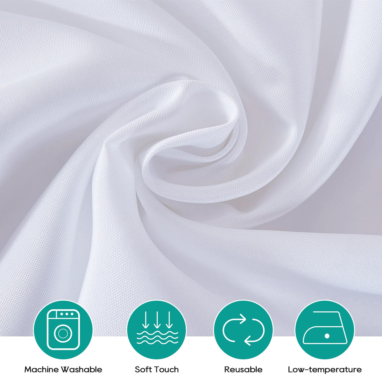 Surmente 132 inch Round Tablecloths -2 Pack White Round Table Cloths, Polyester Fabric Table Covers for Wedding, Party, Banquet, or Restaurant