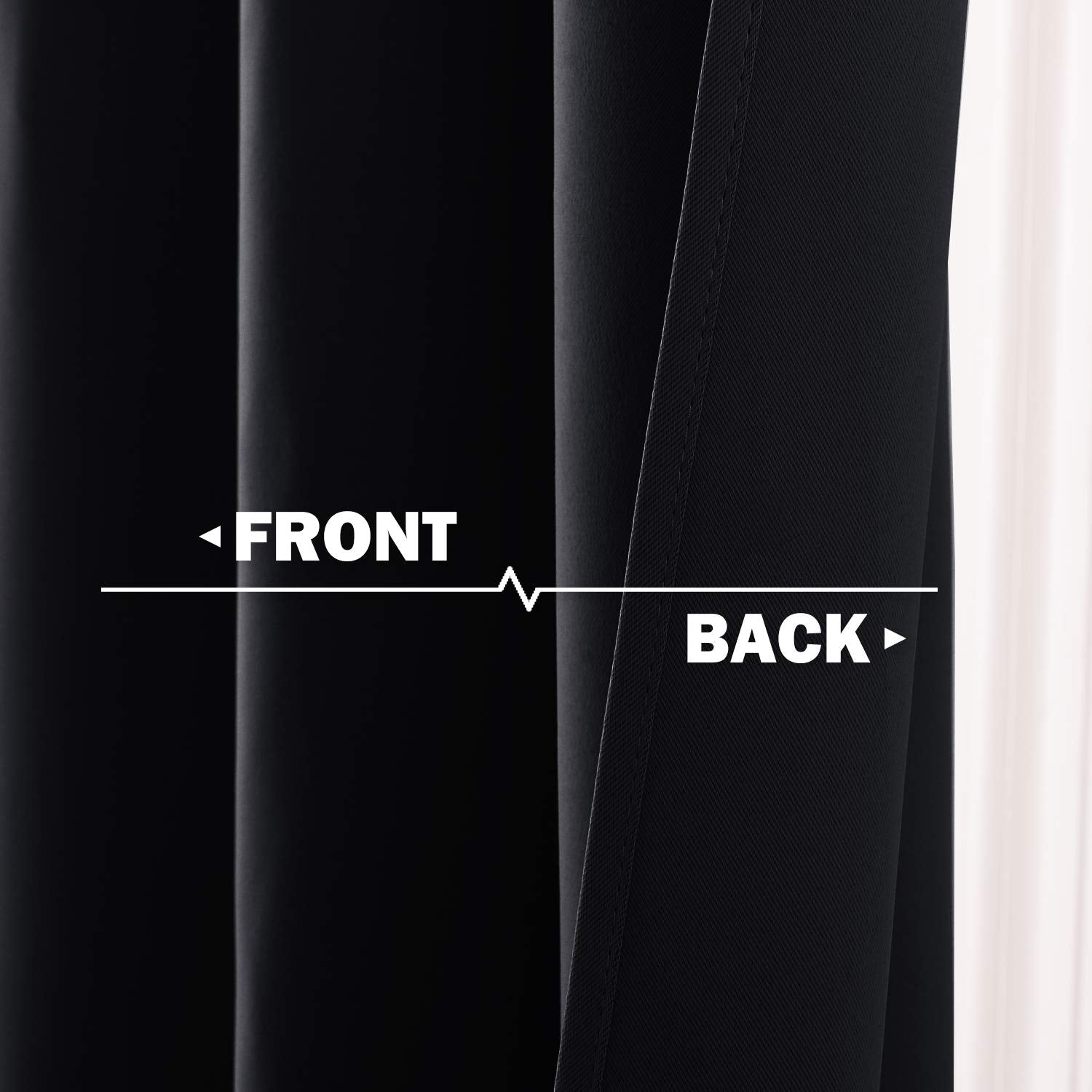 NICETOWN Short Tiers Blackout Curtains for RV Bedroom Windows, Room Darkening Grommet Curtain Tiers for Basement/Bedroom/Halloween Decor, 52 W x 30 L, Black, Set of 2