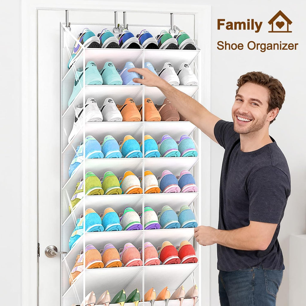 UVIAHOMI Over The Door Shoe Organizer - 10-Tier Clear Pocket Storage for Sneakers, Boots & Heels