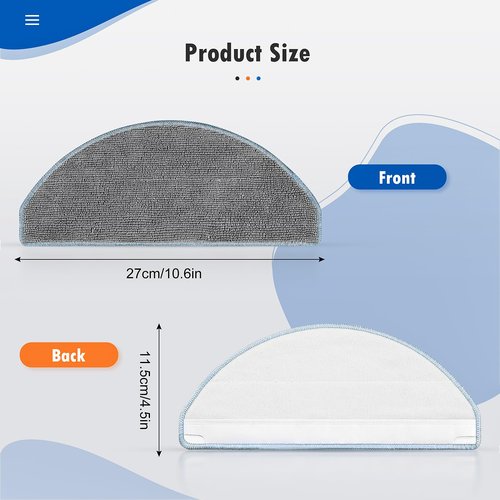 6 Pack Mop Replacement for iRobot Roomba Combo Essential Robot Vacuum & Mop Y0140 / Y0110 / Q011 / Q012 / Q052/ Roomba 104 / Roomba 105 Combo, Microfiber Washable Mopping Pads