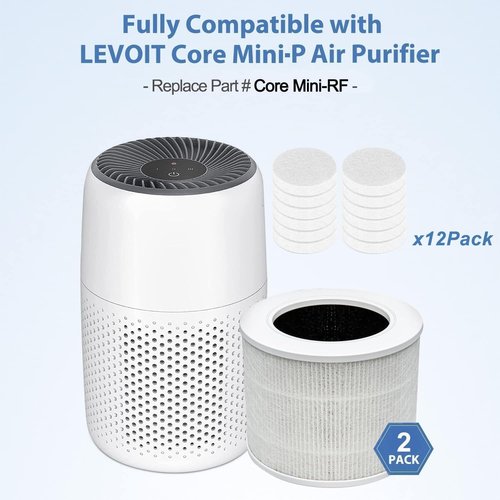 LEVOIT Core Mini Replacement Filter - 3-in-1 H13 HEPA & Activated Carbon | 2-Pack for Core Mini Air Purifier