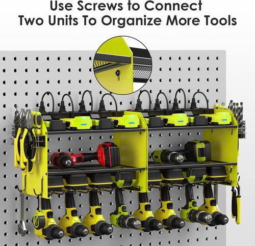 CCCEI Modular Power Tool Organizer - Wall Mount Charging Station & Heavy Duty Rack | Green, 1 Pack