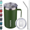 BJPKPK Insulated Coffee Mug - 25oz Stainless Steel Tumbler with 2 Lids & Handle | BPA Free, Forest Green