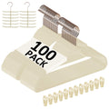 VECELO Premium Velvet Clothes Hangers Suit Heavy Duty (100 Pack)-Non Slip & Space-Saving with 12 Finger Clips & 2Tie Rack Excellent for Men and Women,Light Beige