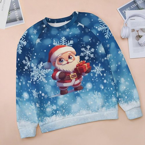 LOAIHA Christmas Sweatshirts - Women's Long Sleeve Graphic Pullover with Tree & Snowman Design