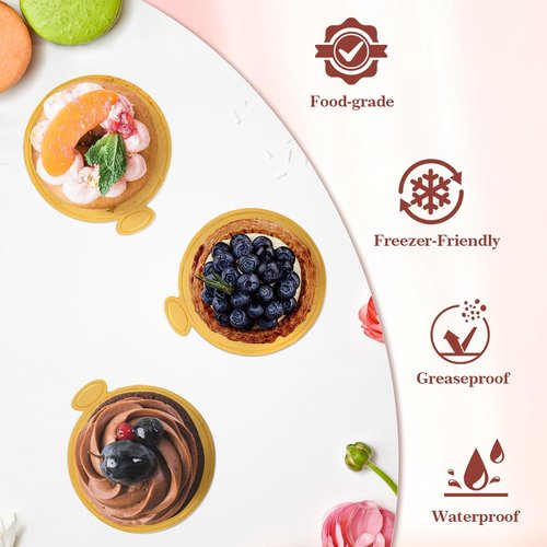 KintKita Mini Cake Boards Round 120 PCS, 3.15 Inch Cake Cardboard Dessert Plates Disposable, Platos Para Mini Flan Mousse Cupcake Base for Baking Display, Wedding & Birthday