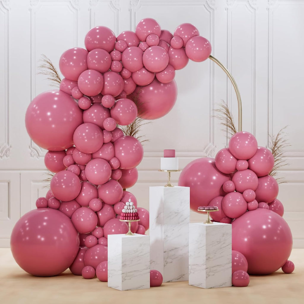 PartyWoo Mauve Balloon Arch Kit - 140pcs in Dusty Pink & Rose Blush for Baby Showers, Weddings & Birthdays