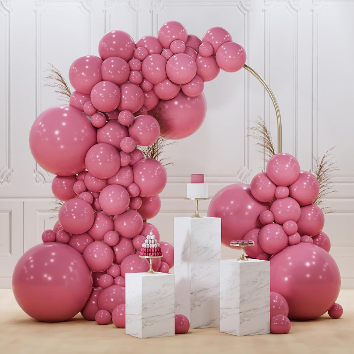 PartyWoo Mauve Balloon Arch Kit - 140pcs in Dusty Pink & Rose Blush for Baby Showers, Weddings & Birthdays