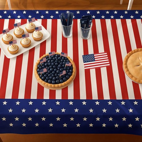 American Flag Tablecloths by [Brand Name] - 54" x 108" Disposable Patriotic Party Decor | 2-Pack