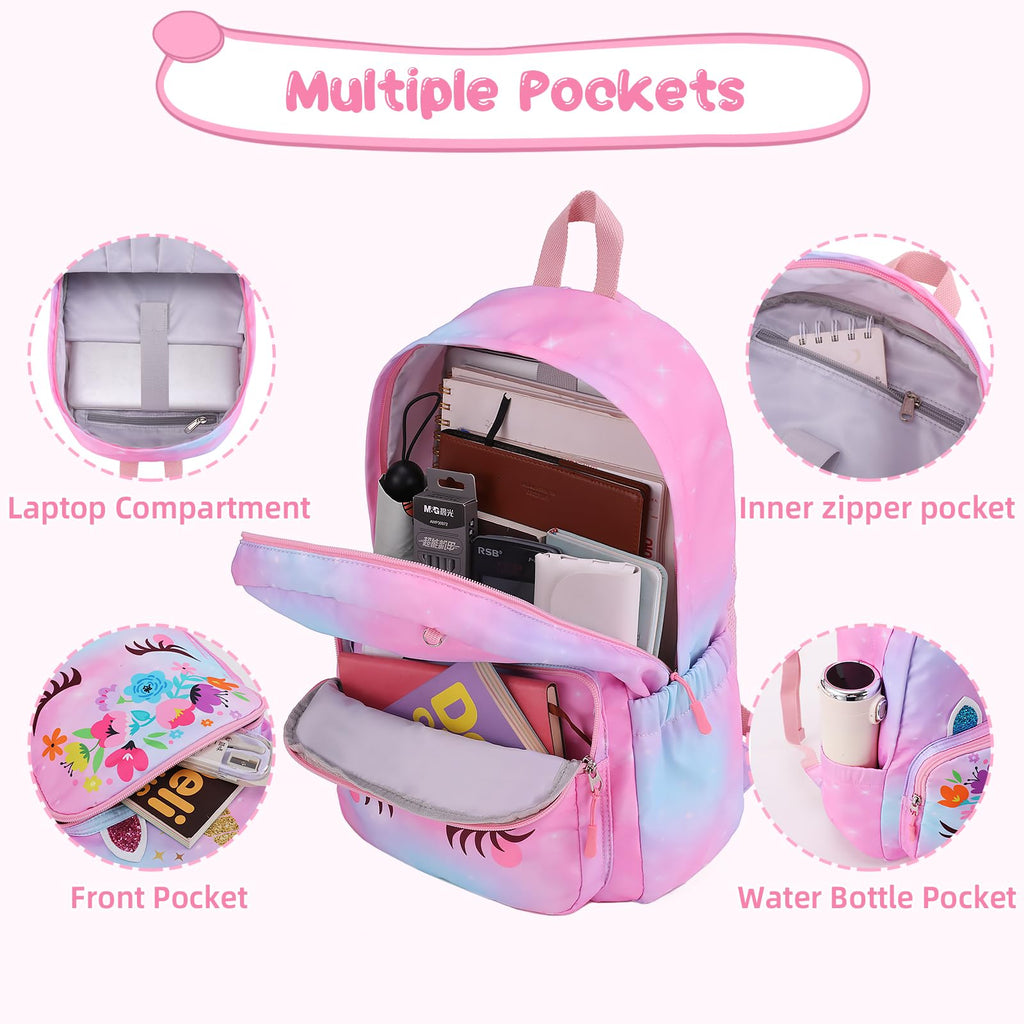 Unineovo Backpack for Girls, Kids Unicorn Backpacks, Preschool Kindergarten School Bookbag, Toddler Little Girls Backpack, Cute Bag for Elementary Back to School with Love Decoration