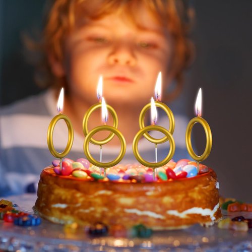 Conelist 6 Pcs Gold Ring Birthday Candles Cake Topper Cartoon Characters Themed Candle for Cartoon Theme Birthday Party Decorations Supplies