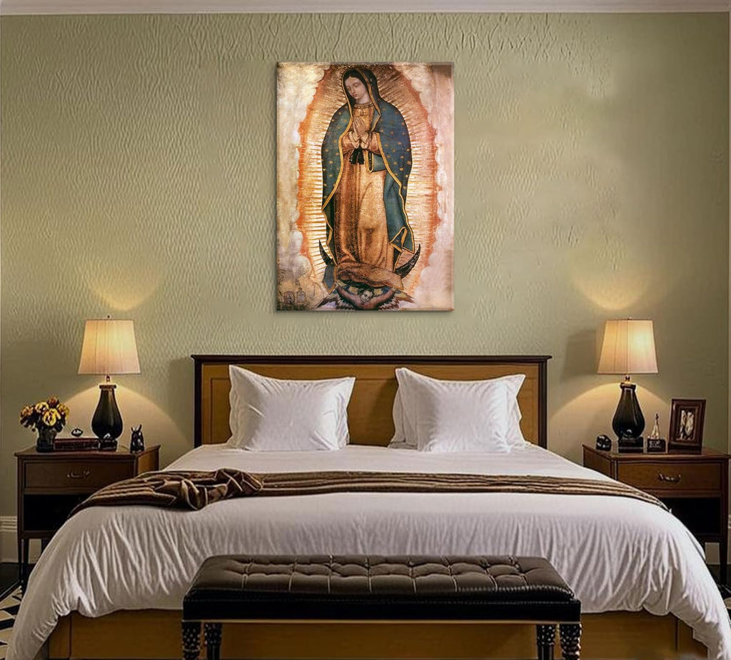 Our Lady of Guadalupe Wall Art | Framed Portrait Painting for Catholic Decor - 8x10 Canvas