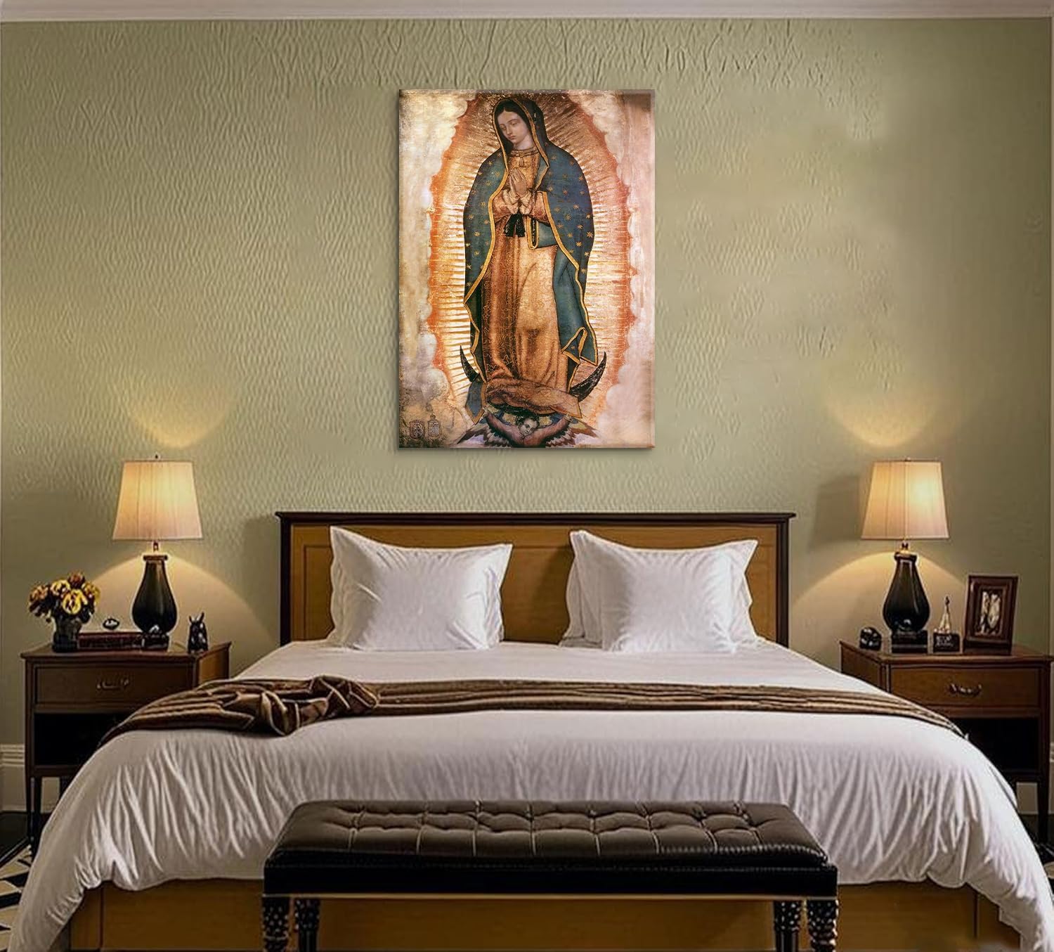 Our Lady of Guadalupe Wall Art | Framed Portrait Painting for Catholic Decor - 8x10 Canvas