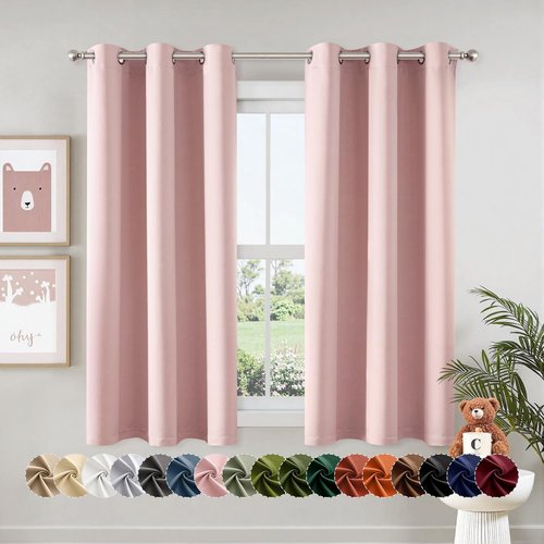 MIULEE Baby Pink Blackout Curtains - Thermal Insulated Room Darkening Drapes | 40 x 50 Inches, 2 Panels