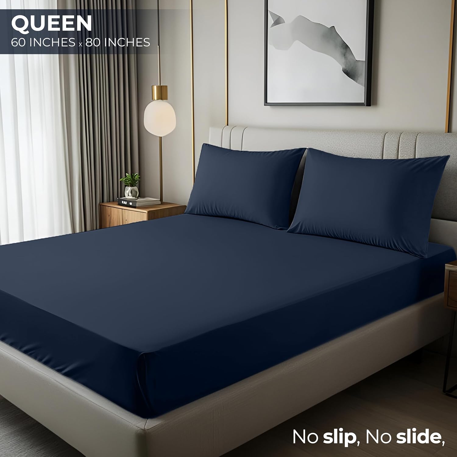 Utopia Bedding Queen Fitted Sheet - Deep Pocket Soft Microfiber - Fade Resistant & Easy Care (Navy)