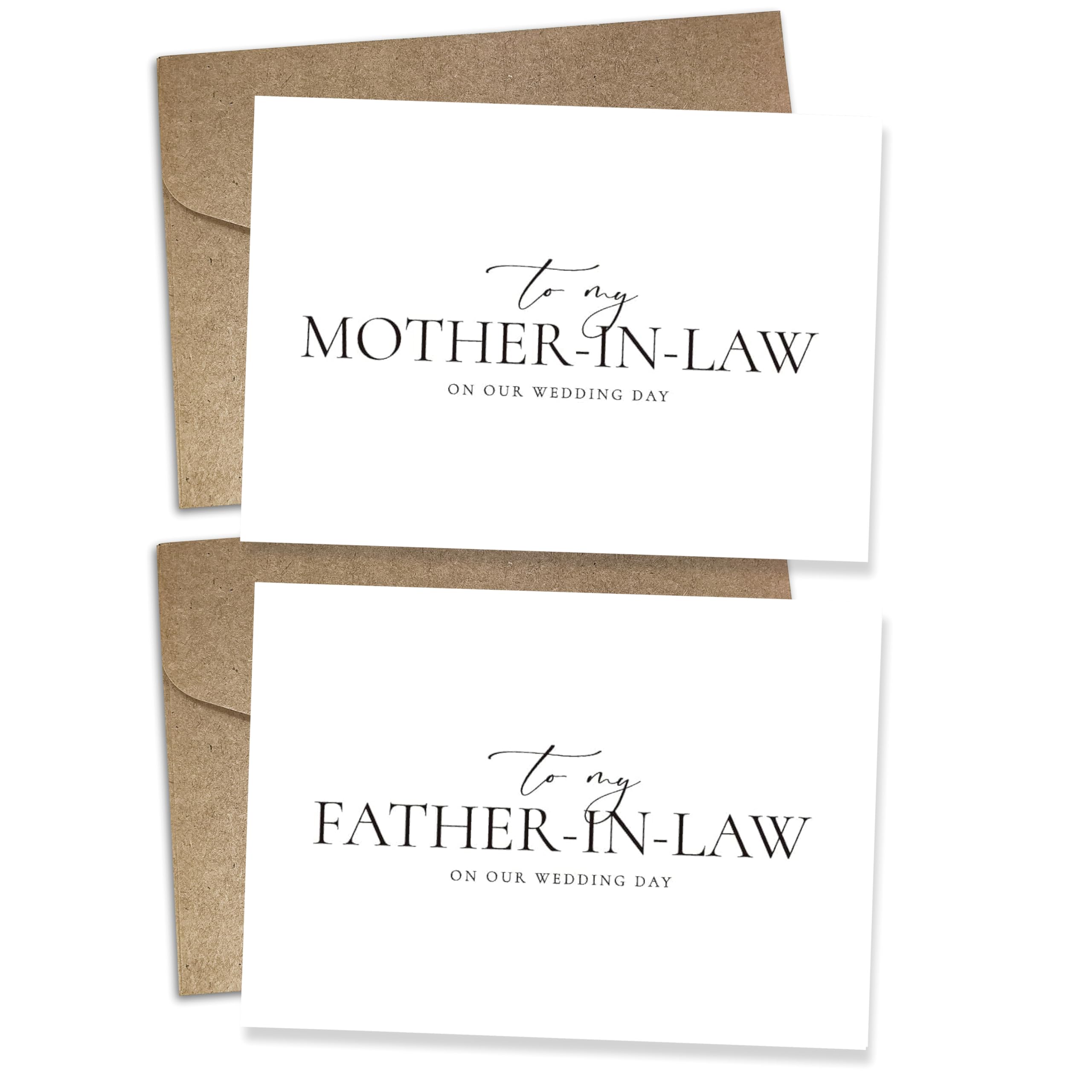 Set of 2 Parents In-Law Wedding Cards, For Bride/Groom's Parents, To My Father/Mother In-Law On Our Special Day