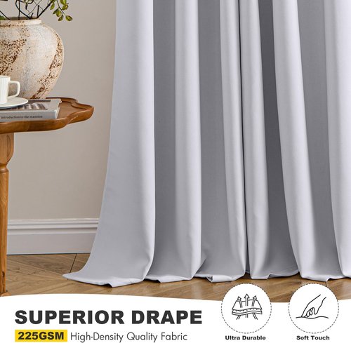 MIULEE Blackout Curtains - Thermal Insulated Room Darkening Drapes | 96-Inch Grommet Panels in Greyish White