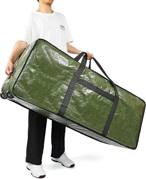 HOMEST Christmas Tree Storage Bag - Zippered Design with Wheels for 4.5-7 ft Artificial Trees - Green