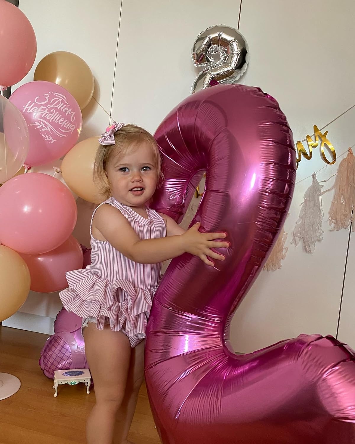 Number 5 Balloon by Pink - 40 Inch Giant Foil Balloon for 5th Birthday Party Decorations