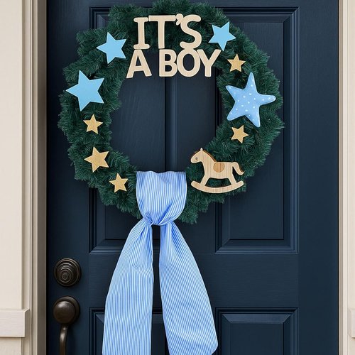 Blue Striped Wreath Sash by [Brand Name] - 5.12" Wide x 54.33" for Baby Showers & Summer Decor