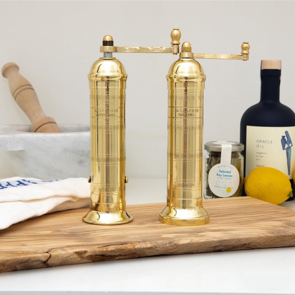 Alexander Home Original Greek Pepper Mill, 8-Inch Brass – European Manual Pepper Grinder Refillable