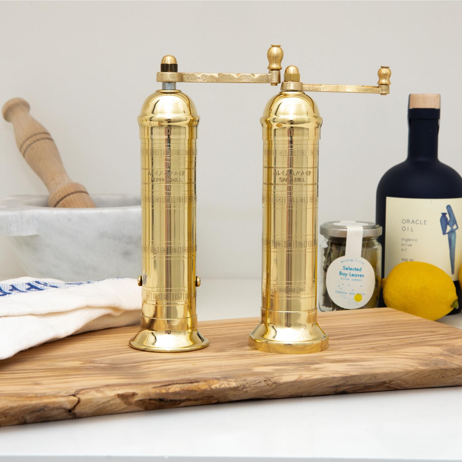 Alexander Home Original Greek Pepper Mill, 8-Inch Brass – European Manual Pepper Grinder Refillable