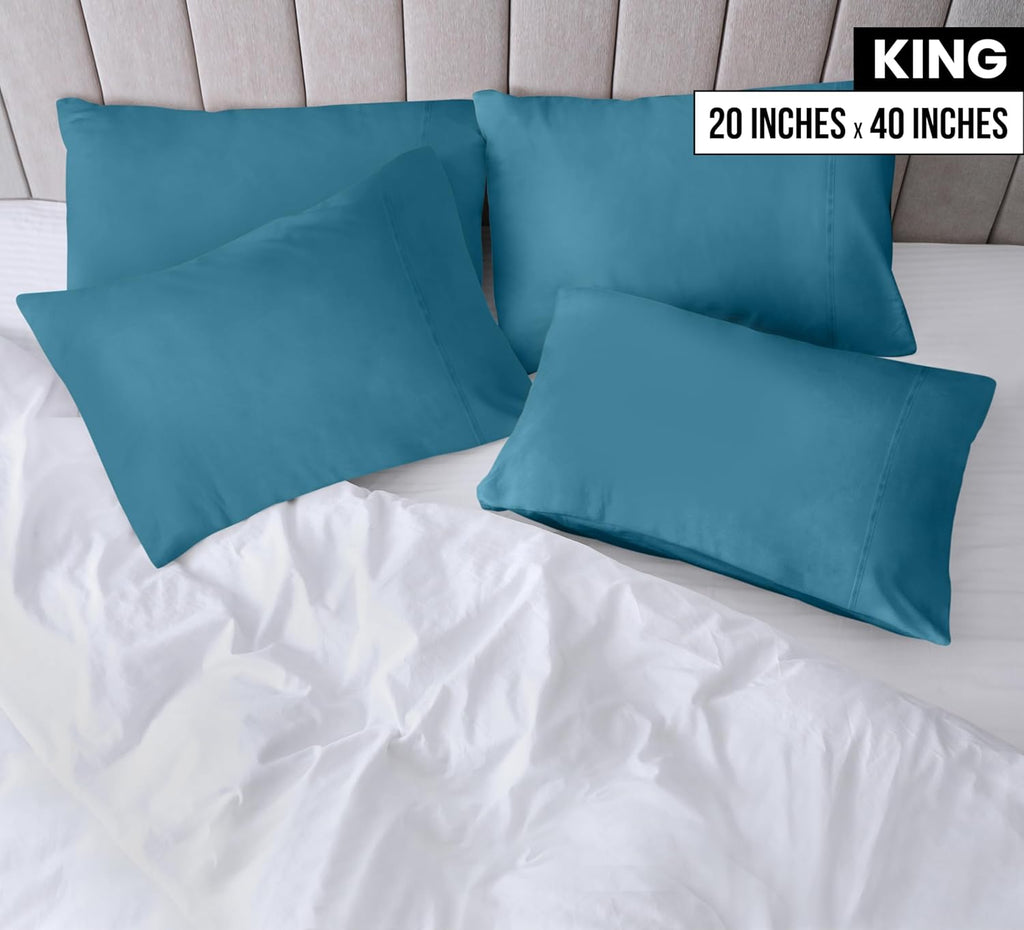 Utopia Bedding King Pillow Cases - Soft Brushed Microfiber - 4 Pack, Fade Resistant, 20 x 40 Inches | Denim Blue