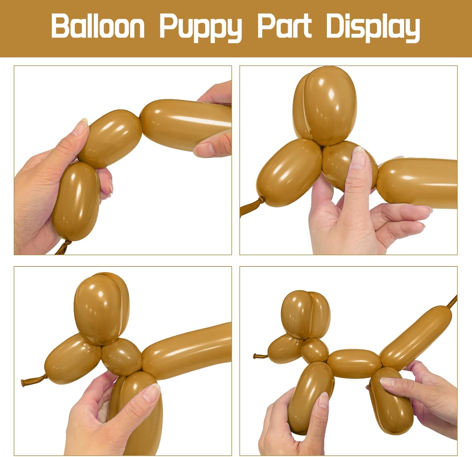 Skiennix 100Pcs Long Latex Balloons - Thick Twisting Balloons for Animal Modeling | Brown Color
