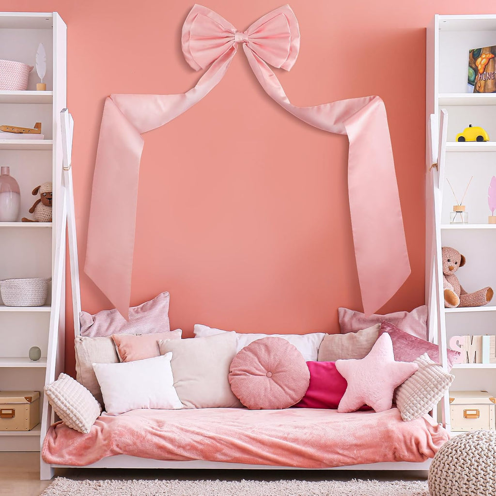 Wavwavw Wedding Bow Decor - Giant Satin Bows for Room Backdrop | 75x18 Inch Dusty Pink Ribbon Tie