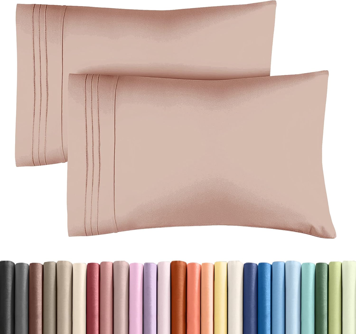 Skiennix Queen Pillow Cases Set of 2 | Ultra Soft Hotel Quality, Wrinkle-Free, Stain Resistant - Mauve