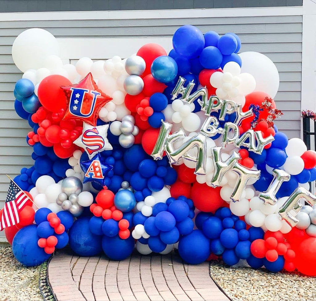 Voircoloria 130-Piece Red, White & Blue Latex Balloon Set - Perfect for Birthday, Graduation & 4th of July Celebrations