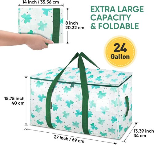 BALEINE Oversized Moving Bags - Heavy-Duty Storage Totes with Reinforced Handles | 2-Pack in Clover