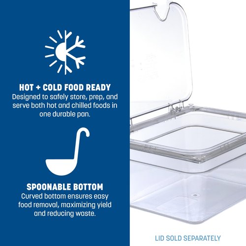 Proposed Value: Carlisle FoodService Products Storplus 1/2-Size Food Pan for Catering, Buffets, and Restaurants, Polycarbonate 6 Inches Deep, Clear, (Pack of 6)