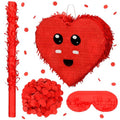 Soulchen 4 Pcs Valentine Party Games Valentine Classroom Party Games Red Heart Piñata with Batting Stick Blindfold Confetti for Birthday Holiday Adult