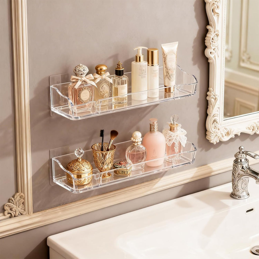 Upsimples Clear Acrylic Floating Shelves - Stylish Wall Storage for Living Room, Bedroom & Bathroom