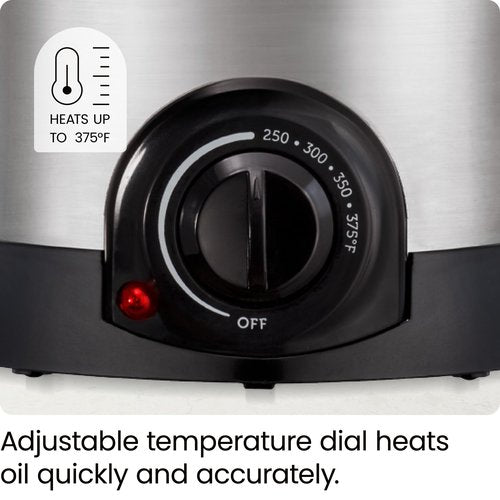 Chefman Fry Guy Deep Fryer with Removable Basket, Easy-to-Clean Non-Stick Coating and Cool-to-Touch Exterior, Adjustable Temperature Control, 4.2 Cup/ 1 Liter Capacity, Stainless Steel