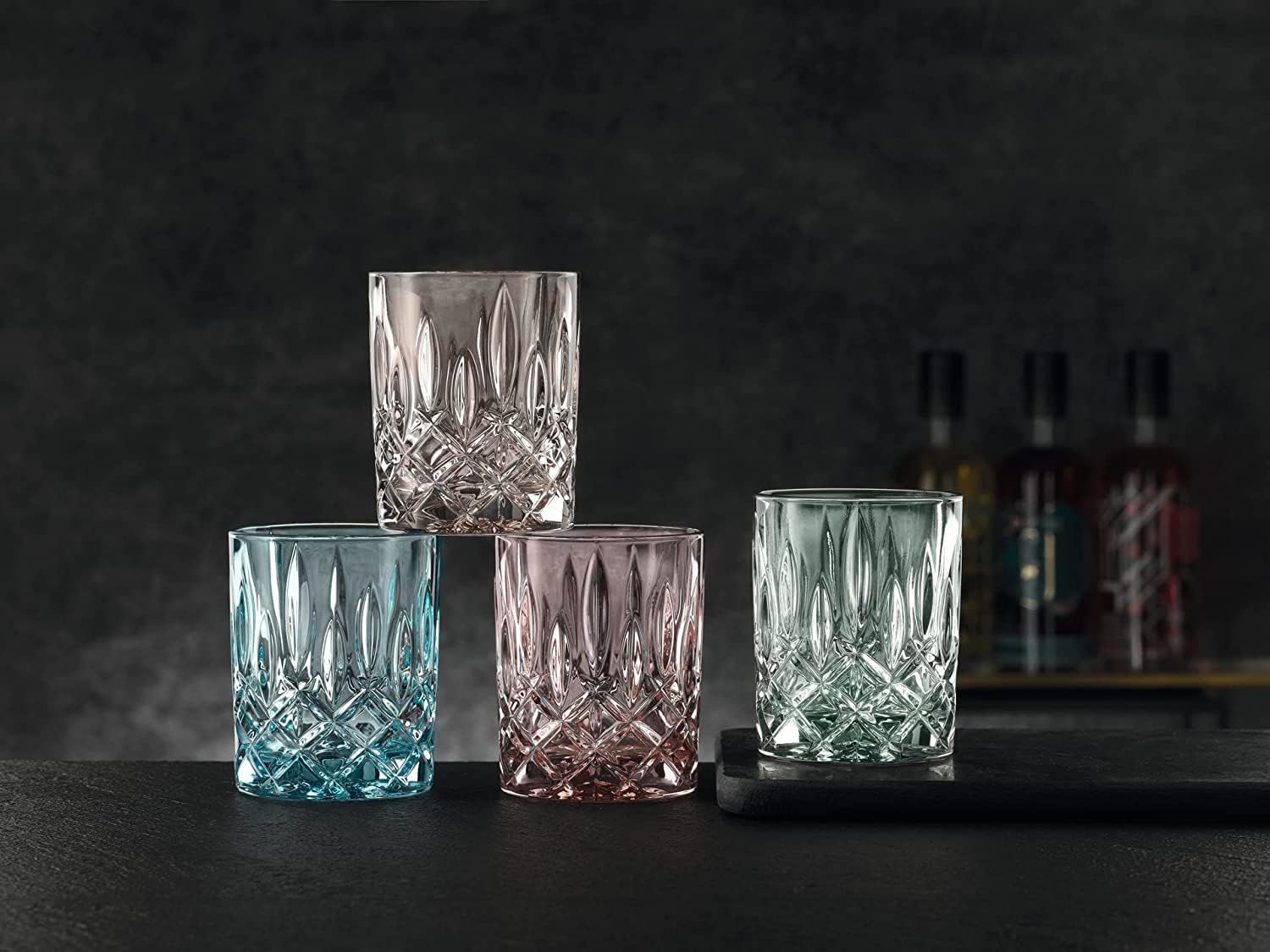 Nachtmann Noblesse 10 oz Whisky Tumblers, Set of 2 – 4" Crystal Drinking Cups with Classic Cut Design, Lead-Free, Trusted Quality Barware for Cocktails, Whisky & Fine Spirits - Signature Gift (Taupe)