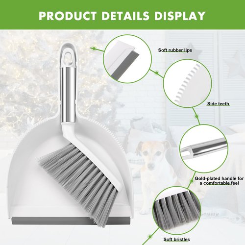 Zehrai Small Broom and Dustpan Set, Dustpan and Brush Set, Small Brush and Dustpan Set, Hand Broom and Dustpan Set, Mini Handheld with Home, Desktop, Kitchen, pet